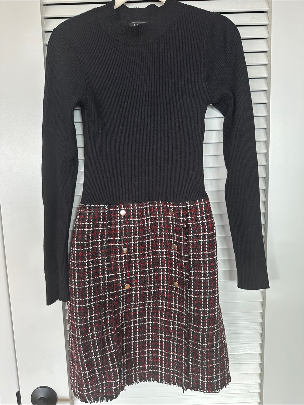 Lipsy Black Ribbed Knit Dress with Label Detail